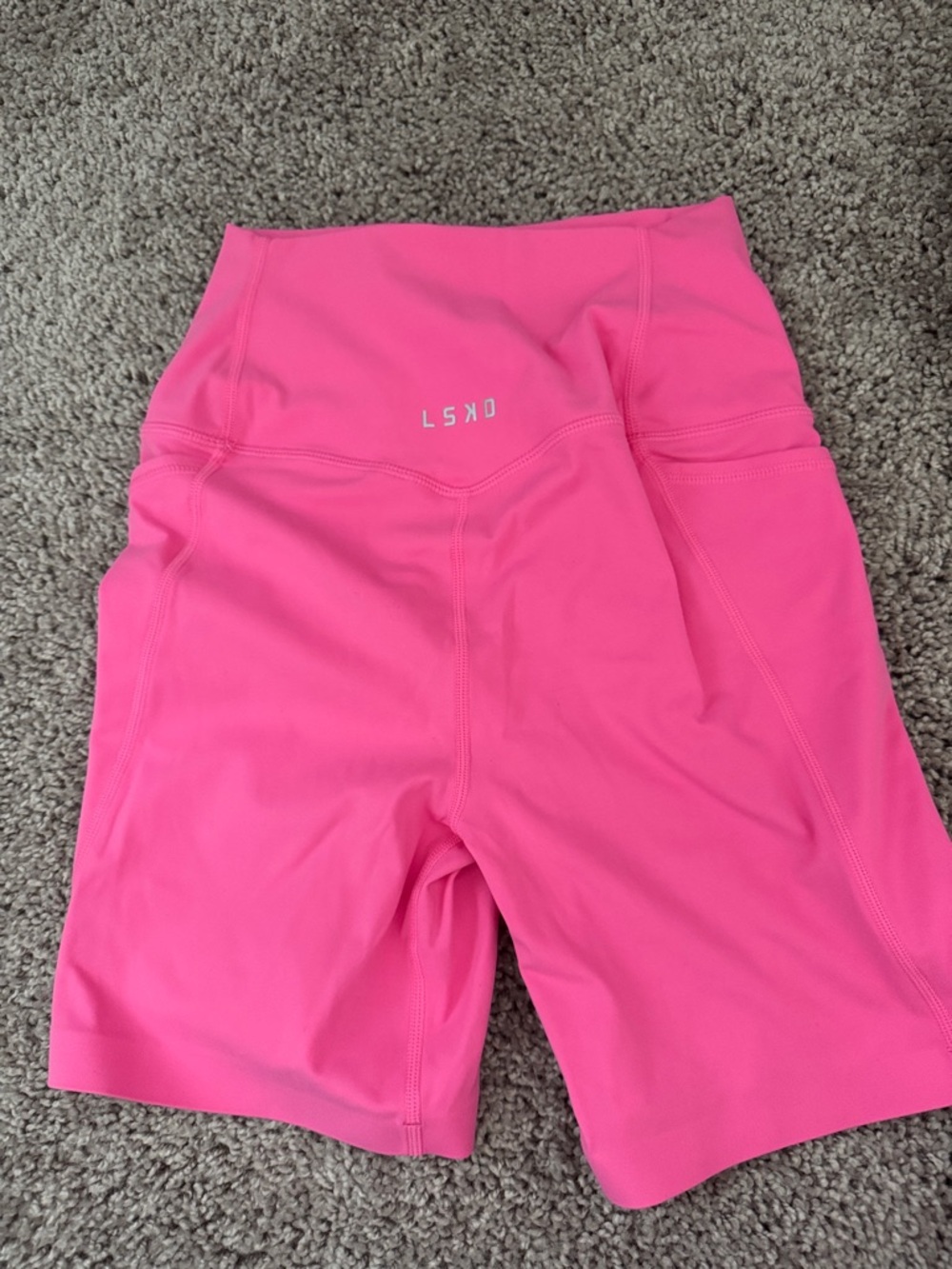 LSKD Women’s High-Waist Pink Performance Bike Shorts - Picture 2 of 2